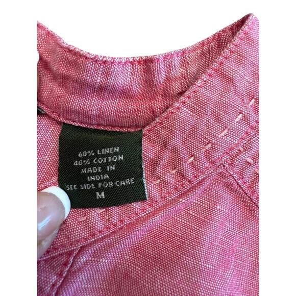 "EDDIE BAUER" Linen & Cotton Blend TOP Women's 3/4 Sleeve SZ M Beachwear Summer - Picture 7 of 9